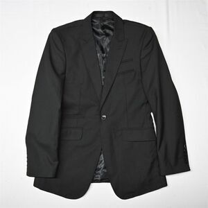 Stponsi 36R Black 100% Wool‎ Peak Lapel Mens Blazer Sport Coat Jacket